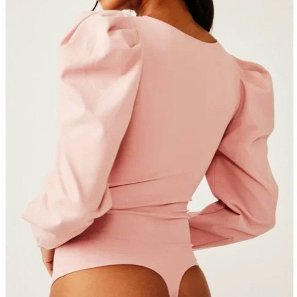 NWOT Free People Va Va Voop‎ Long Sleeve Bodysuit Sz. XS [0-2] Heart Haze Pink - Picture 5 of 11